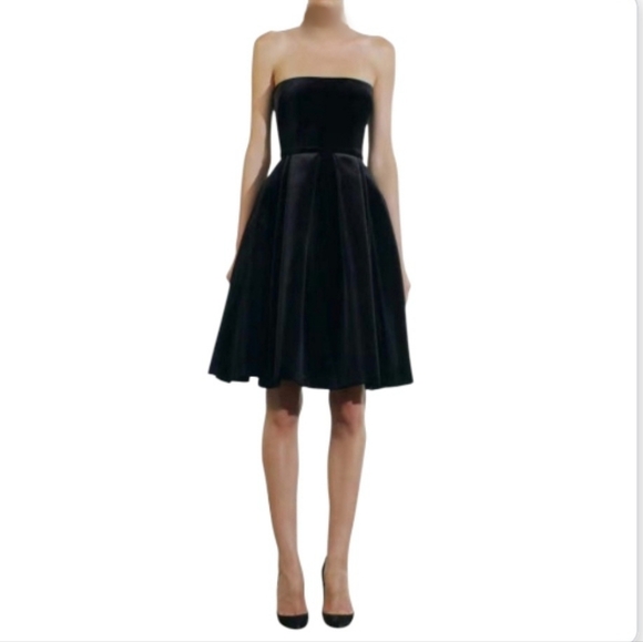 ALEX PERRY | Bryn Runway Strapless Velvet Cocktail Dress Sculpted Bodice US 8 - Picture 2 of 11